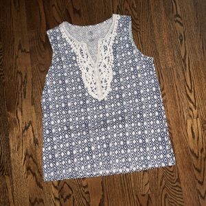 Navy blue and white diamond patterned tank top